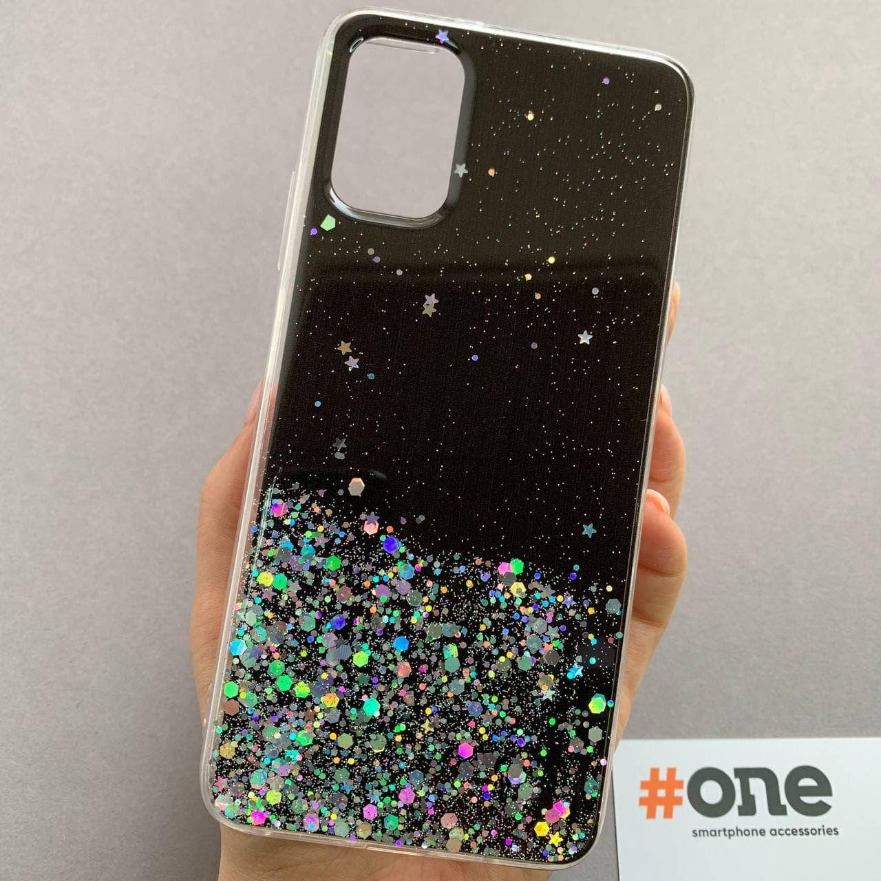 

Чехол для Xiaomi Poco M3 накладка блестящая со звездочками чехол на телефон сяоми поко м3 черный R5U