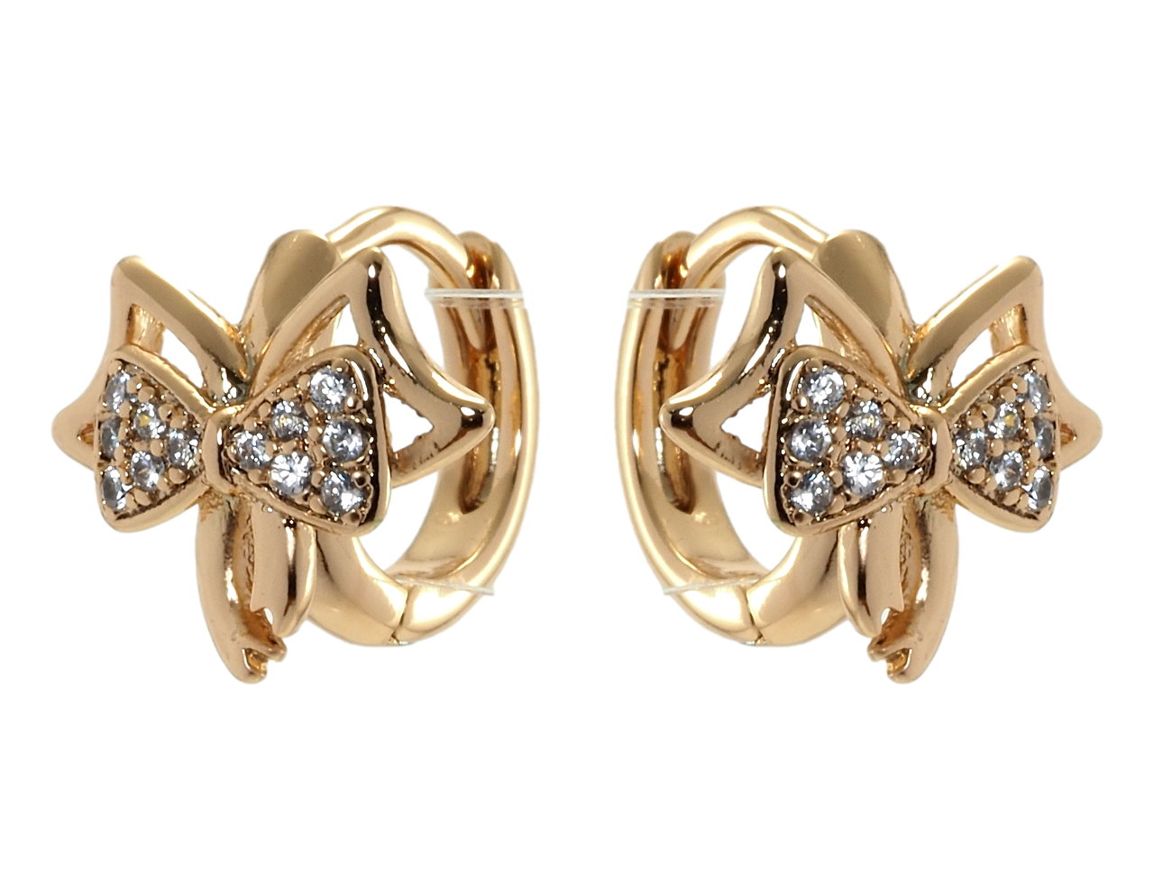 

Серьги детские Xuping Позолота 18K колечки "Бантики с цирконием"