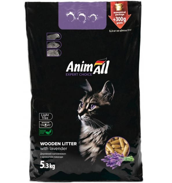 

Наполнитель древесный AnimАll (АнимАлл) 5,3кг с ароматом лаванды для кошачьего туалета