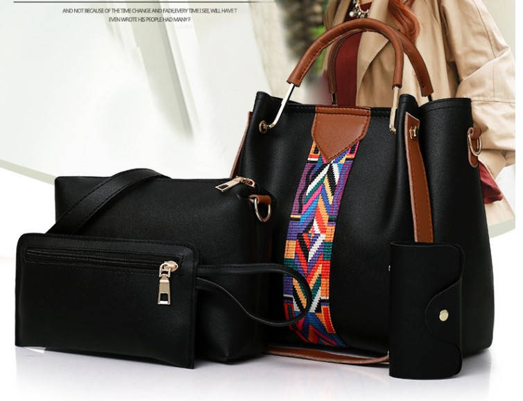 

7088 Сумка женская Эко кожа черный комплект.