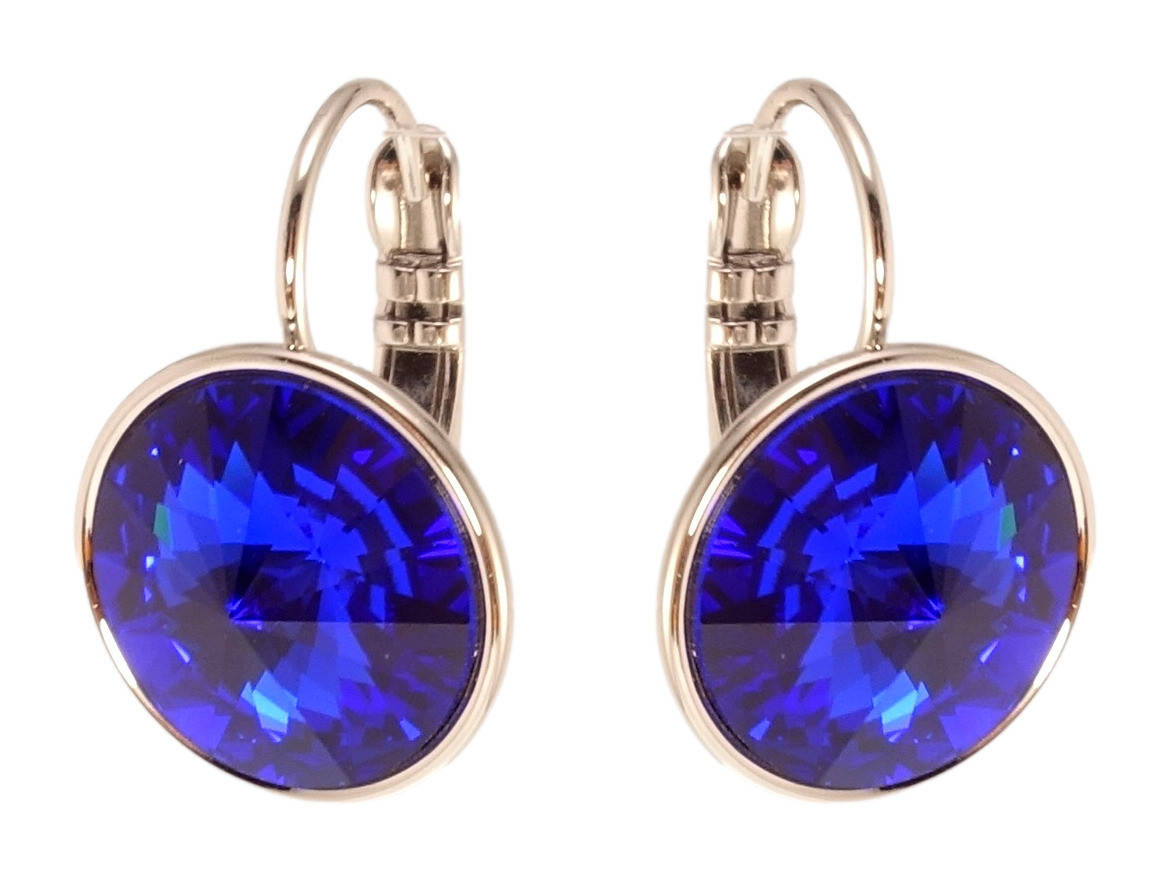 

Серьги Xuping Родий с кр-ми Swarovski французский замок "Кристалл Capri Blue ø 14мм"