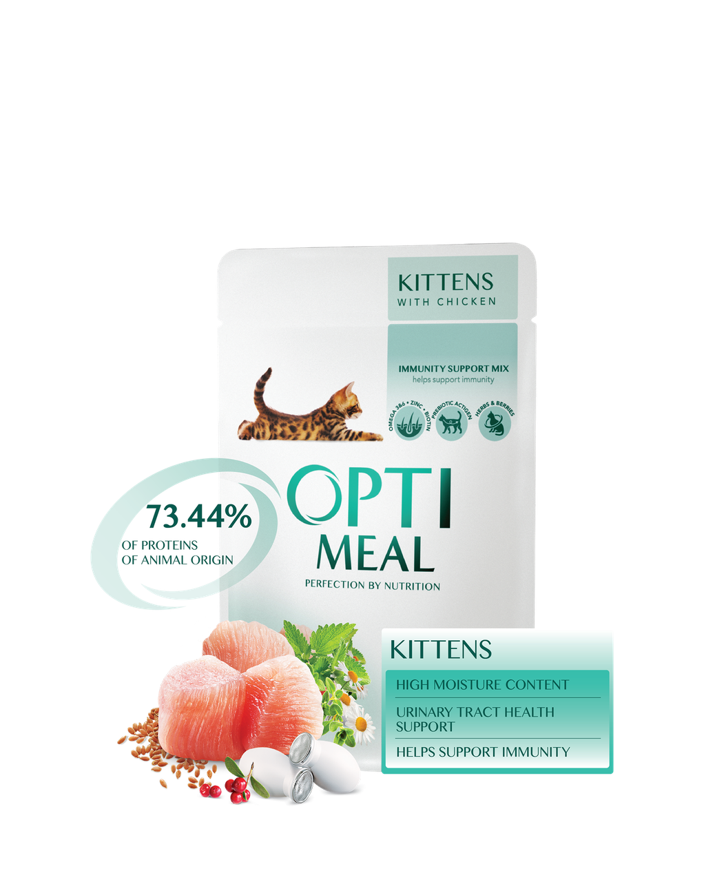 

Optimeal пауч для котят с курицей консервы для кошек 85г