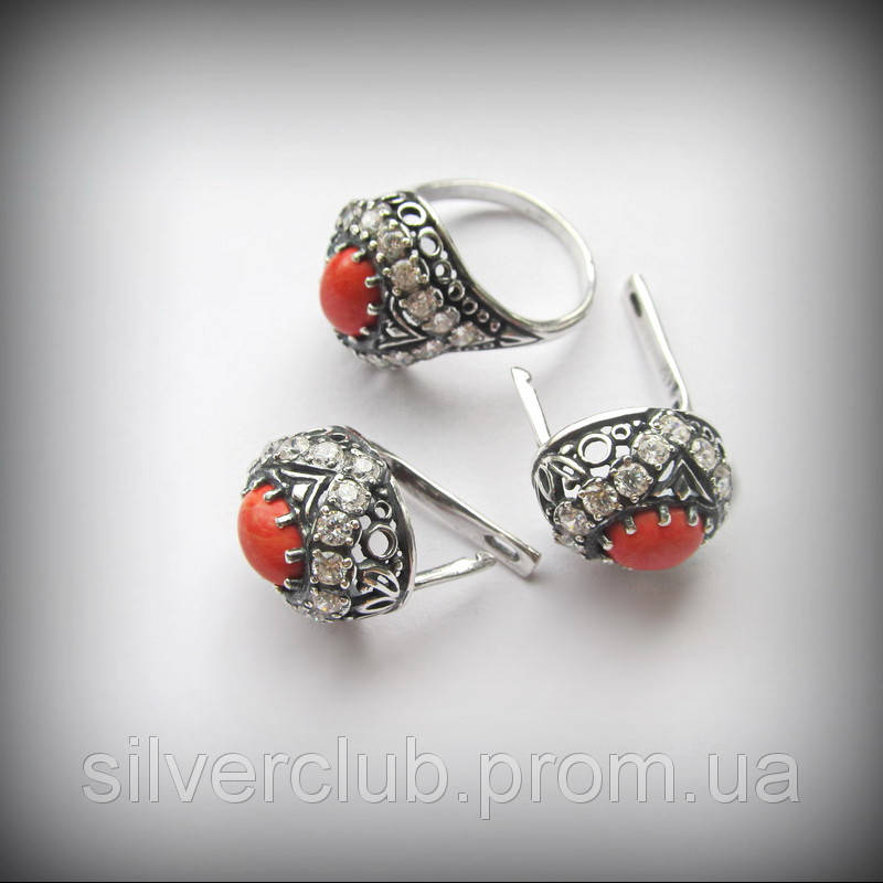 

Серебряный комплект Чалма с кораллом