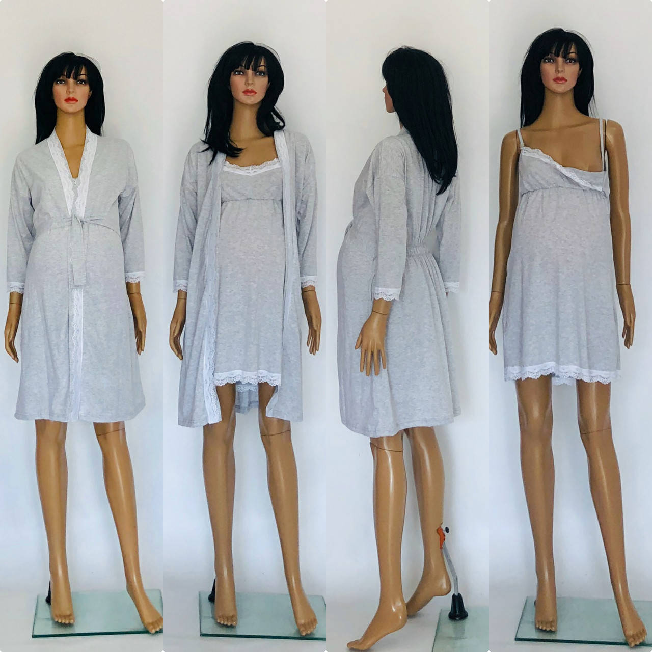 

Комплект для беременных и кормящих, халат и ночная рубашка ,хлопок.44,46,48,50,52.