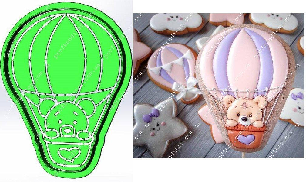 

Набор Пластиковая вырубка + трофарет Мишка тедди на воздушном шаре