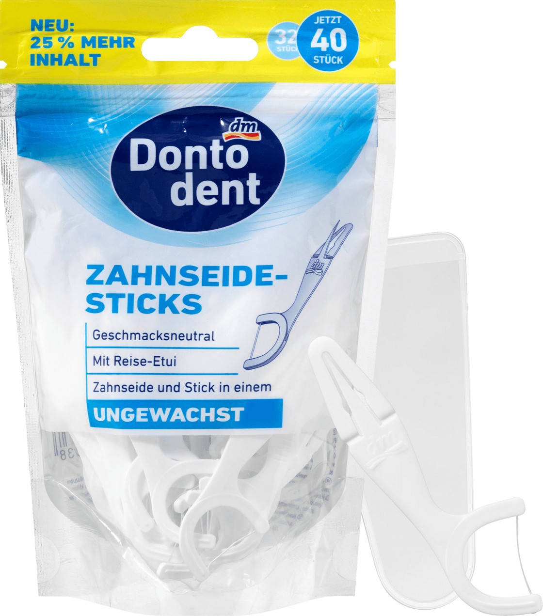 

Зубные нити-палочки с футляром DONTODENT, 40 шт (Германия)