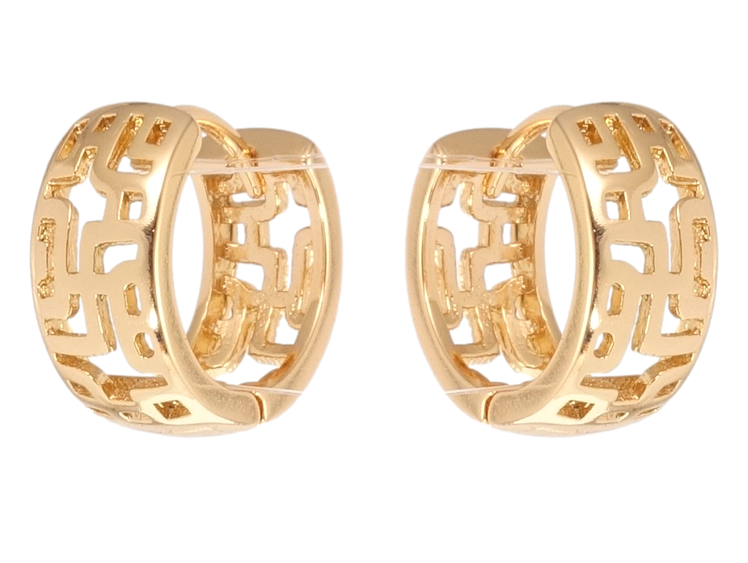 

Серьги Xuping Позолота 18K колечки "Резной орнамент"