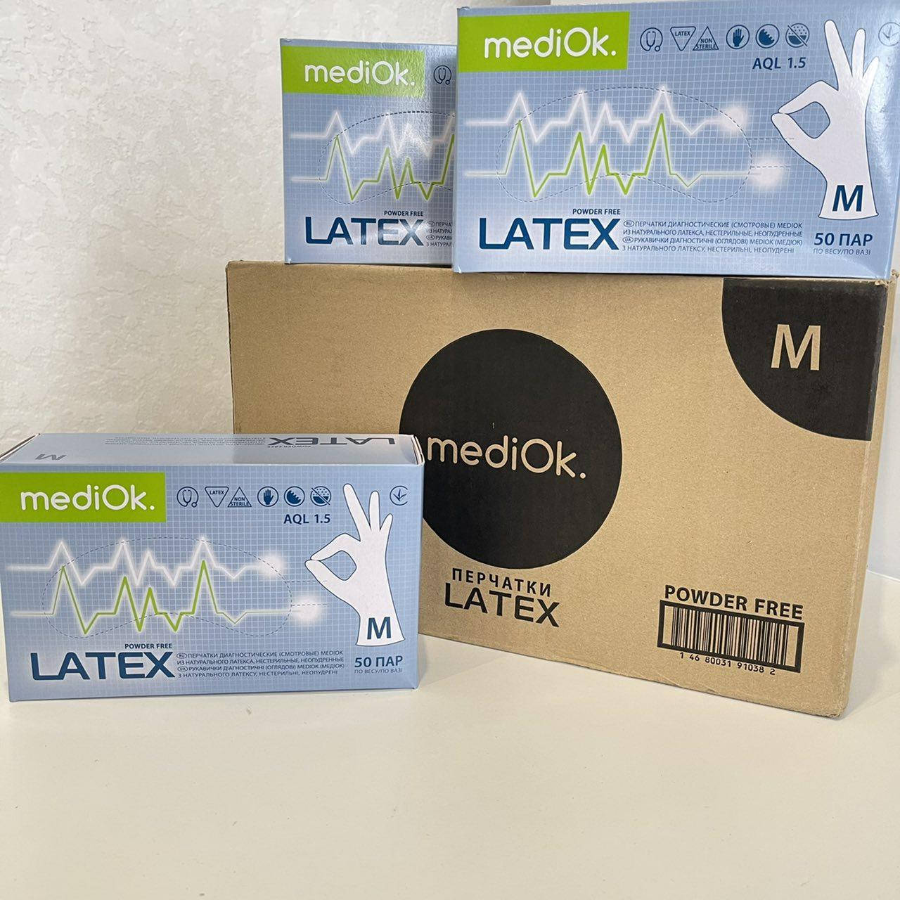 

Перчатки MediOK Латексные, без Пудры (неприпудренные) размер S M  Не cтерильные 100 шт в упаковке, Белый