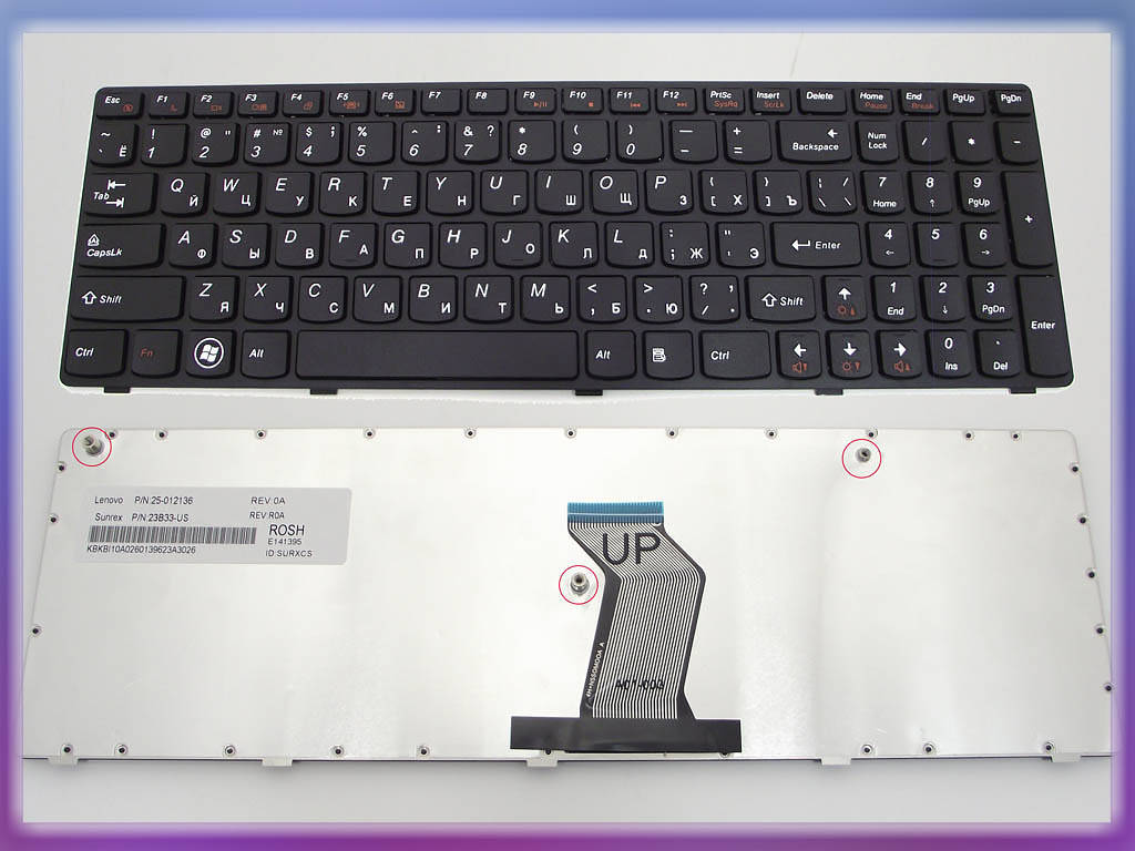 

Клавиатура для LENOVO G570 (RU Black, Черная рамка )., Черный