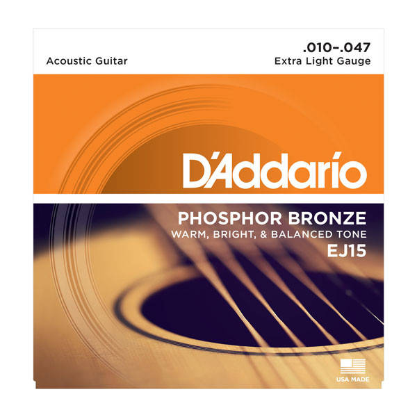 

Струны для акустической гитары DAddario EJ15 Phosphor Bronze Extra Light (10-47)
