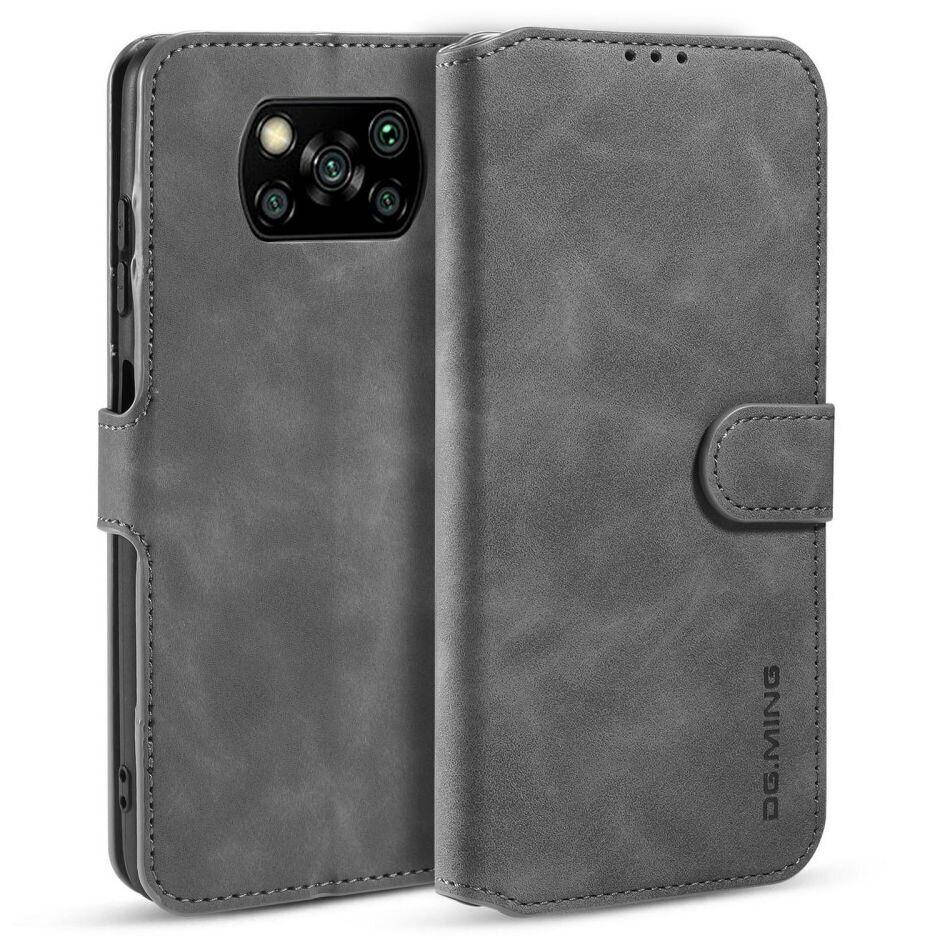 

Чехол книжка для Xiaomi Poco X3 NFC Серый магнит шнурок