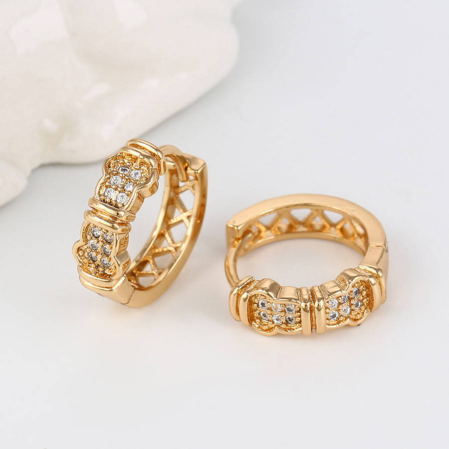 

Серьги кольца с россыпью циркония, позолота Xuping, 18К