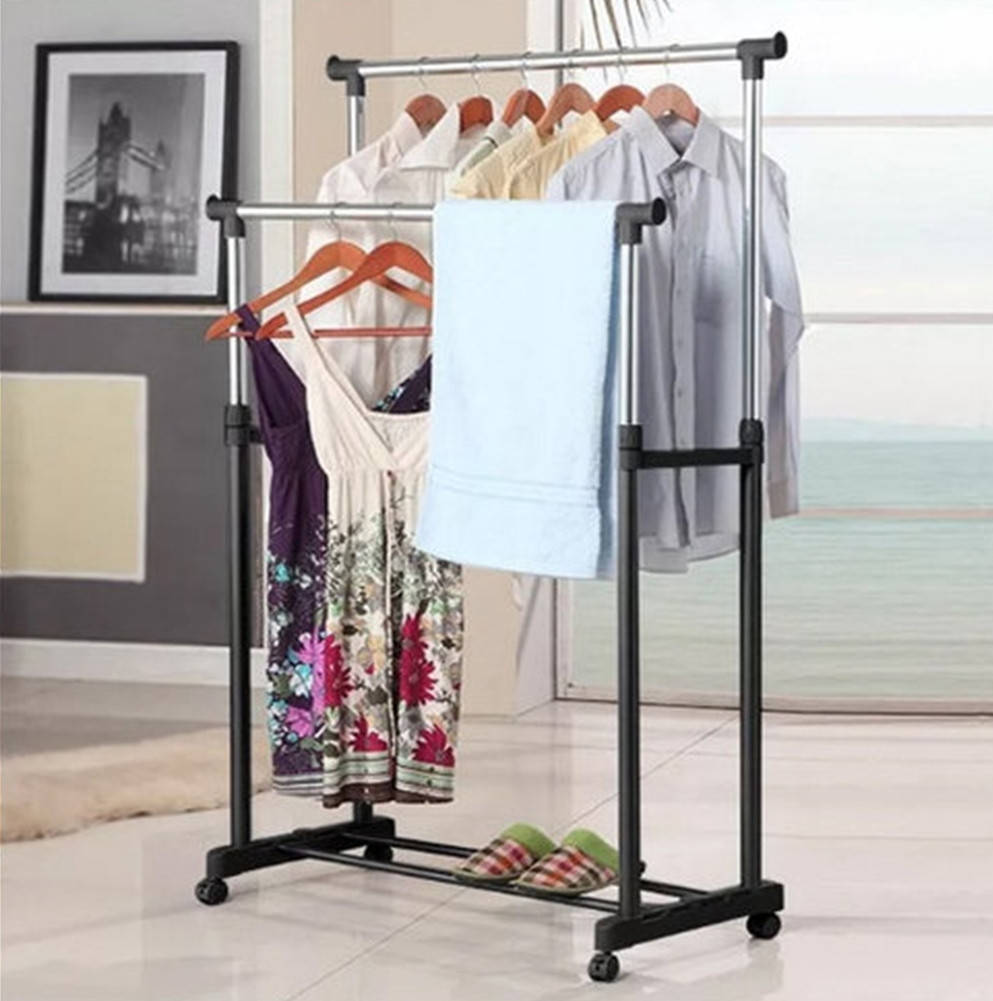 

Телескопическая стойка-вешалка для одежды и обуви Double Pole Clothes Horse 340 LR