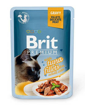 Вологий корм Brit для кішок шматочки тунця в соусі, 85гр