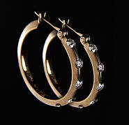 Жіночі сережки з жовтого золота з діамантами С32Л1№9