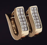 Женские серьги из желтого золота с бриллиантами С32Л1№7