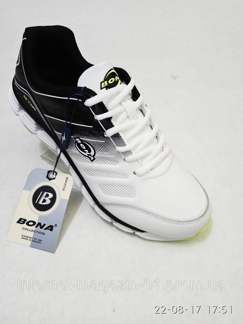 Шкіряні чоловічі кросівки BONA бел, фото 1