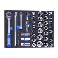 Набір торцевих головок 1/2" з приладдям, ложементом, 37 пр. KING TONY