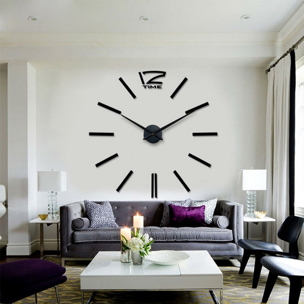 Великі настінні 3Д годинники 3D DIY Clock від 70 до 150см 004B Палички Чорні