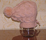 Тепла дитяча шапка абрикосового кольору на 6-12 міс розмір 46, фото 4