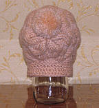 Тепла дитяча шапка абрикосового кольору на 6-12 міс розмір 46, фото 5