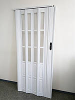 Двері гармошка розсувна напівосклена 1-білий ясен,860х2030х12 мм