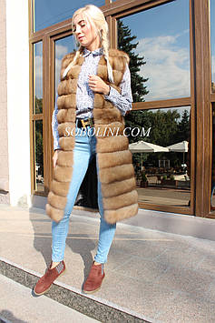 Жилет чудовий із соболю Кідас, довжина 100 см. Гарний поперечний крій