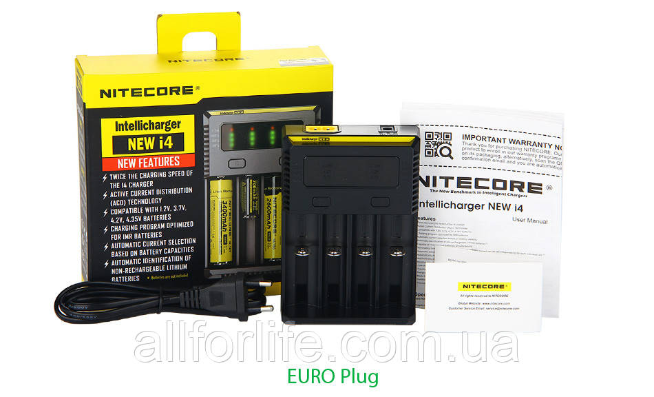 Універсальний зарядний пристрій зарядка на 4 аккумулятора від Nitecore Intellicharger New I4 Original Version