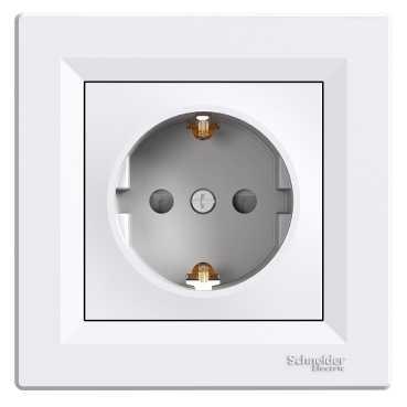 Розетка Schneider Electric Asfora 2К+З 16А з шторками, біла, IP21
