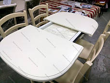 Стіл прямокутний обідній розкладний на одній ніжці Тріумф Мікс меблі, колір ваніль, фото 5