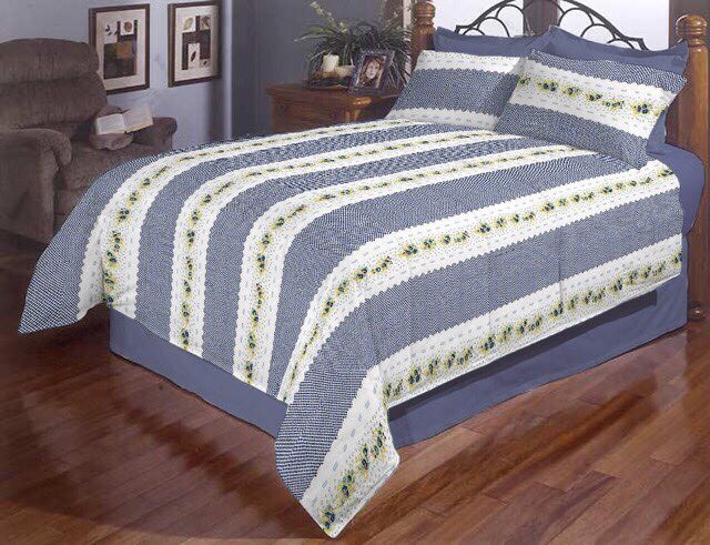 Квіткова смужка полуторна постільна білизна Gold