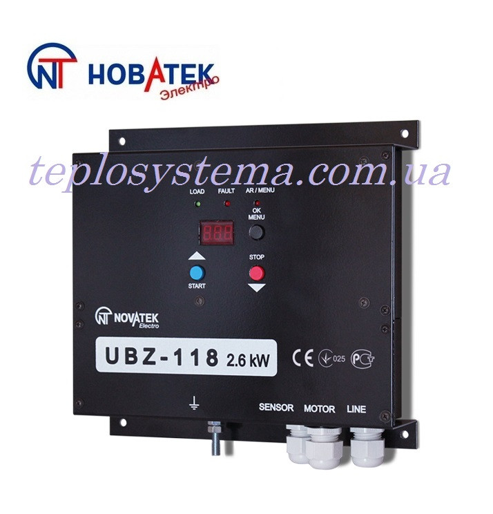 Блок керування та захисту однофазних електродвигунів УБЗ — 118 (до 2,6 кВт) Новатек-Електро