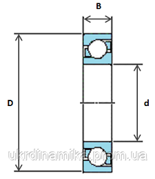 Шарикопідшипник радіально-упорний однорядний - схема