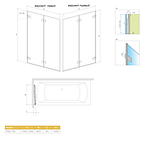 Шторка для ванни Radaway Arta PND 150х130 см, профіль хром, прозоре скло, фото 2