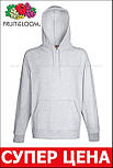 Худі чоловіча сіра кофта з капюшоном легка Lightweight hooded sweat Fruit of the Loom,2XL, фото 6