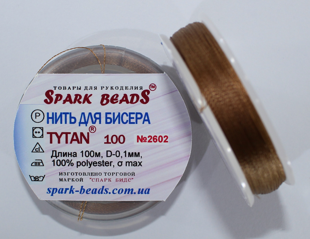 Нитка для бісеру TYTAN 100 No2602. Коричневий 100 м