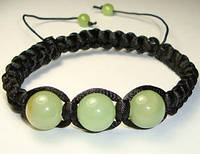 Плетений браслет із натуральним каменем Онікс зелений