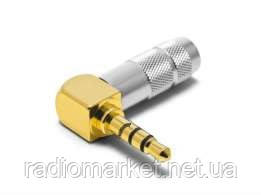 Штекер 3,5 мм 4С, кутовий, HQ, gold, срібло, метал. корпус, фото 1