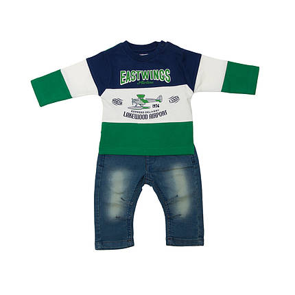 Кофта полосатая и джинсы для мальчика Babybol 104 см, фото 1