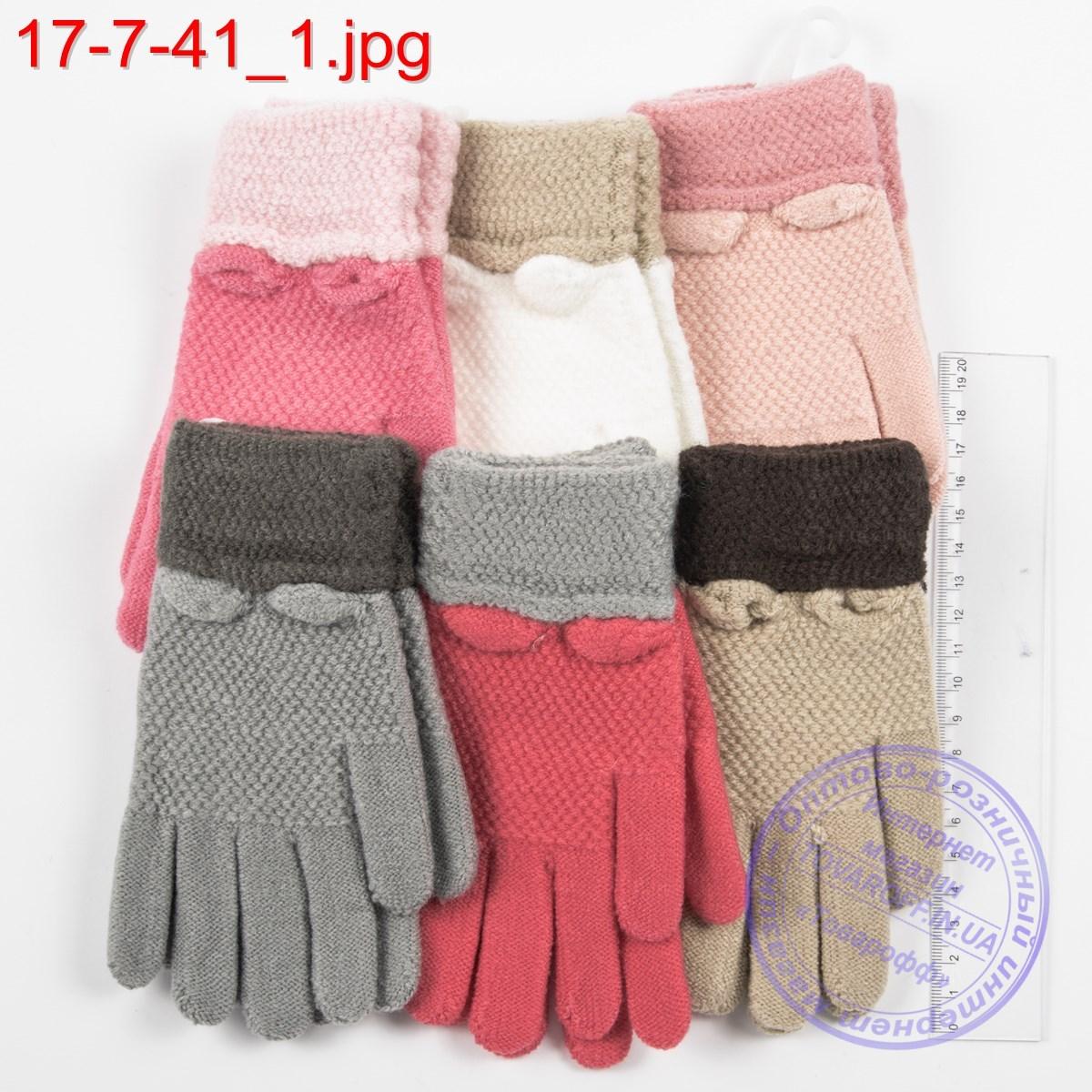 Оптом в'язані рукавички для дівчаток 4, 5, 6 років - №17-7-41