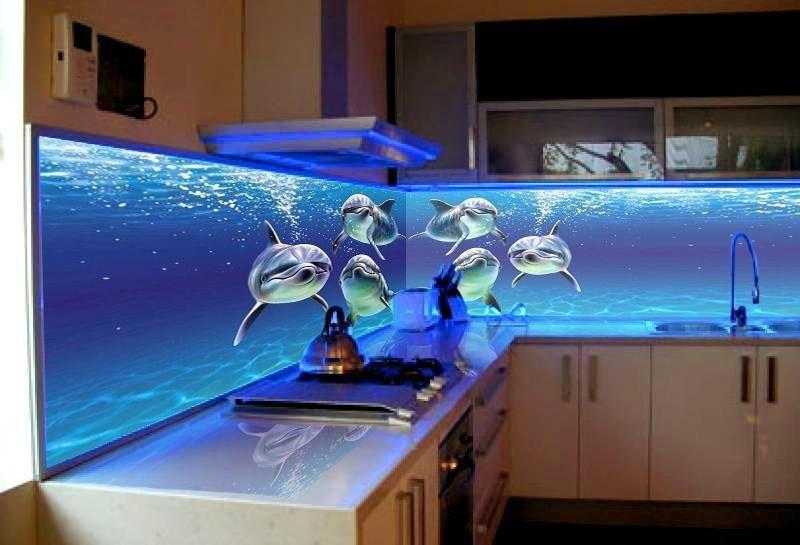 Скляний кухонний фартух із зображенням дельфінів