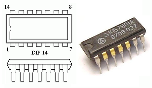 К157УЛ1А двоканальний попередній підсилювач відтворення