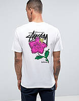 Біла футболка stussy california flower logo