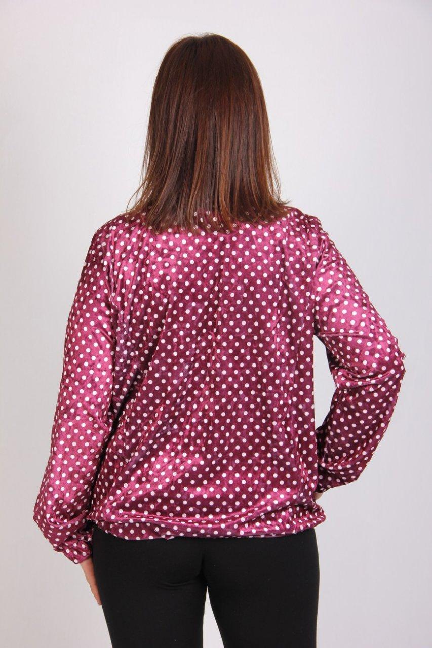 Повседневная женская куртка бомбер малинового цвета в горошек размер:М/Л,ХЛ,ХХЛ - фото 4 - id-p582361567