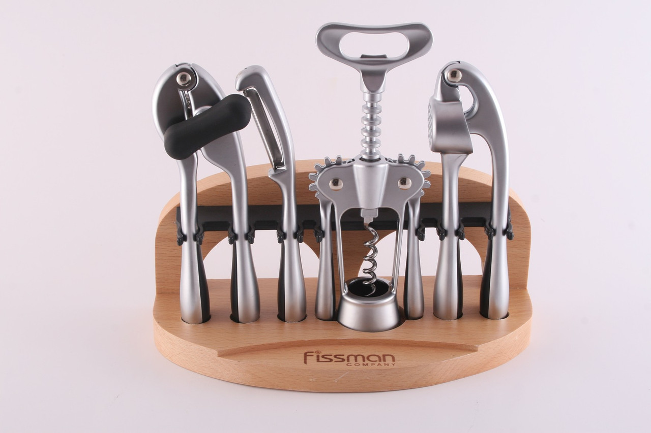Набір барних інструментів із неірж. сталі на стійці (5 пр./наб.) Fissman "Orto" (GT-1504.5)