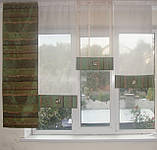 Комплект панельних фіранок Firanka Рельєф 4шт карниз 180см зелений з бежевим (22_9п), фото 2