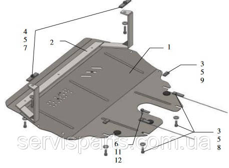 Защита двигателя Volkswagen Polo 4 2001-2009 (Фольксваген Поло 4) - фото 2 - id-p563569460