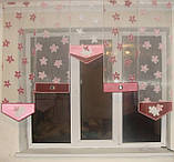 Комплект панельних фіранок Firanka Лютики 5шт карниз 180см рожевий з білим (25_8п), фото 2