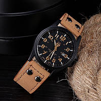 Мужские наручные часы с датой "Soki", классические часы с календарем, коричневые мужские часы