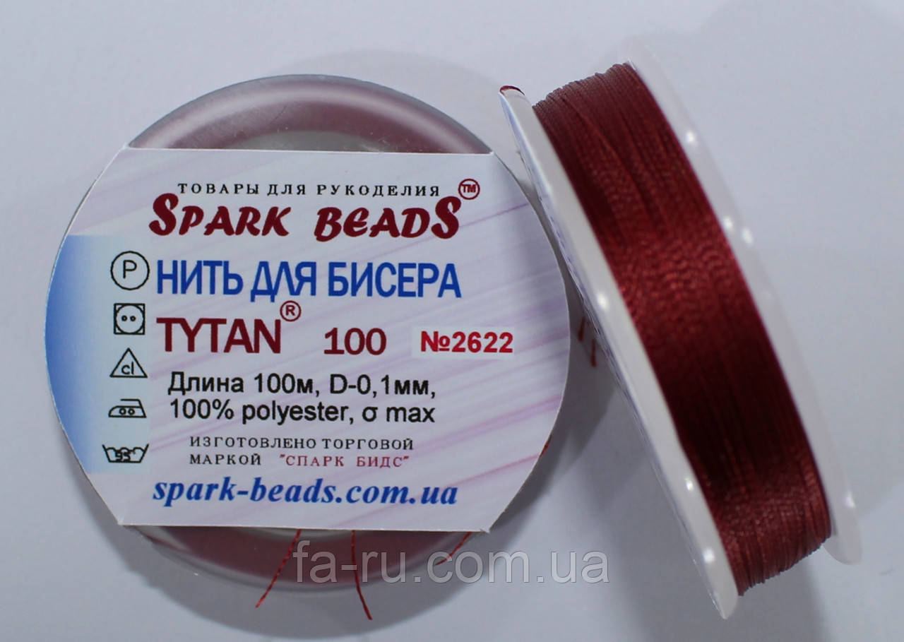 Нитка для бісеру TYTAN 100 No2622. Бордовий 100 м, фото 1